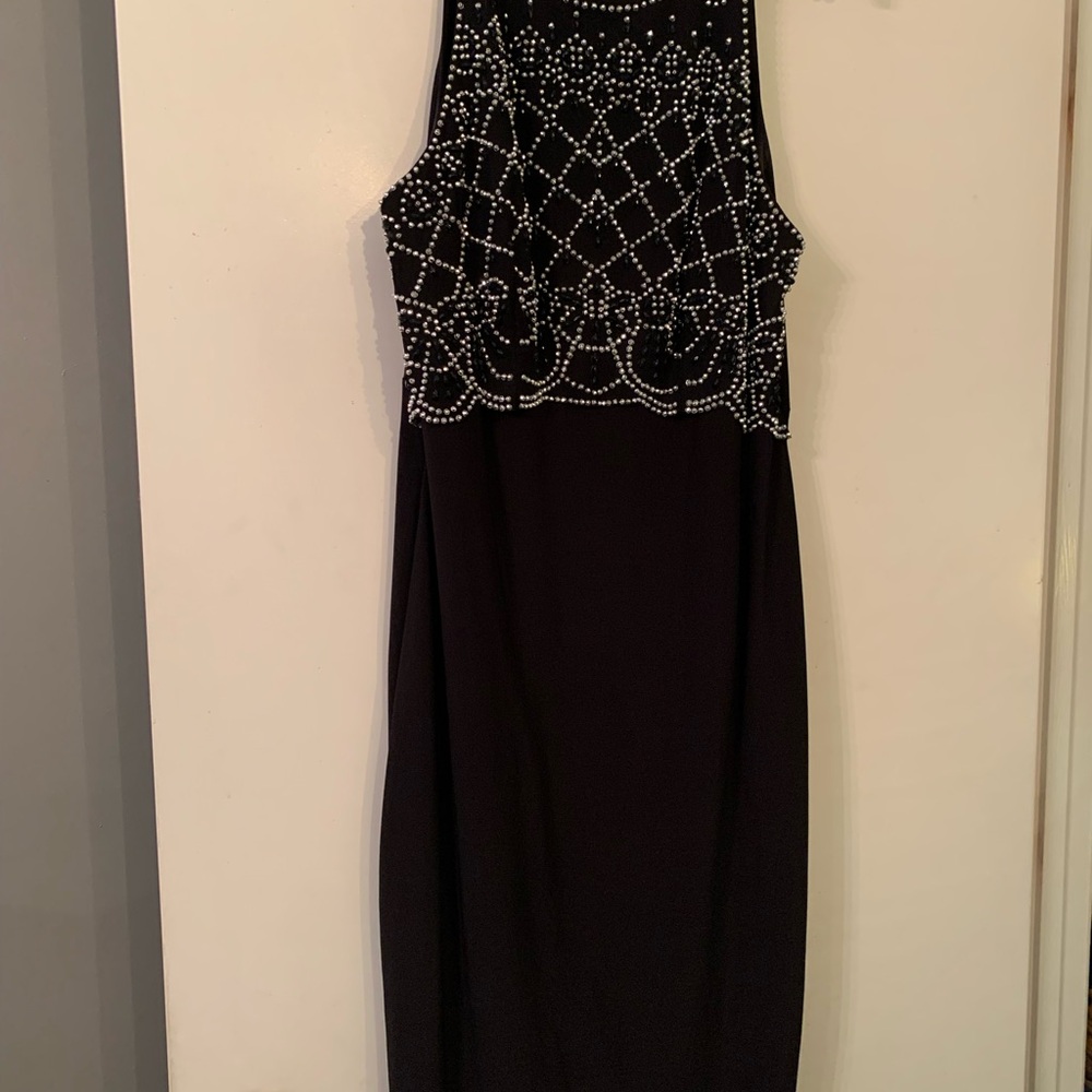 Chic Black Beaded Midi Dress